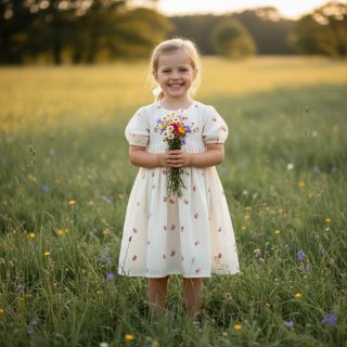 Dupla géz/muszlin EMBROIDERY Fruit natural peach