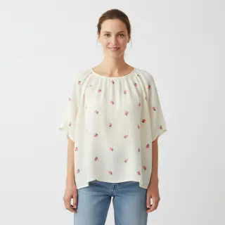 Dupla géz/muszlin EMBROIDERY Fruit peach SIMPLY NATURAL