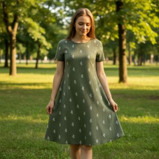 Dupla géz/muszlin EMBROIDERY Cactus green