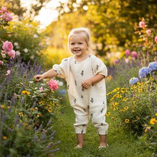 Dupla géz/muszlin EMBROIDERY Cactus natural