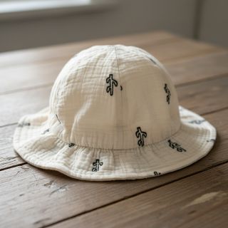 Dupla géz/muszlin EMBROIDERY Cactus natural