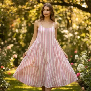 Dupla géz/muszlin YARN DYED Stripe in stripe pink