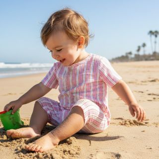 Dupla géz/muszlin YARN DYED Stripe in stripe pink