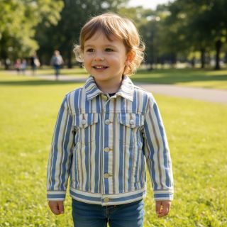 JEANS DENIM YARN DYED Stripe camel