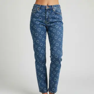 JEANS DENIM JACQUARD Hearts