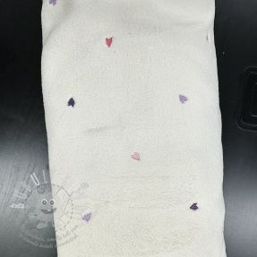 Kabát anyag TEDDY EMBROIDERY Hearts ecru 2nd class