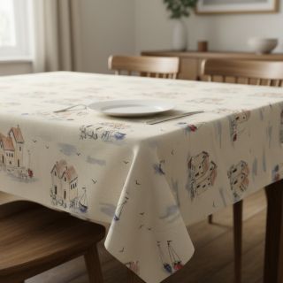 Dekorációs anyag Linenlook Seaside House View digital print