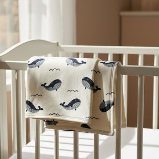 Szabadidő anyag fésült JOGGING Whales ecru