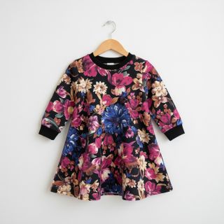 Szabadidő anyag Flower Luna black digital print