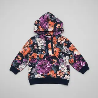 Szabadidő anyag Flower Luna navy digital print