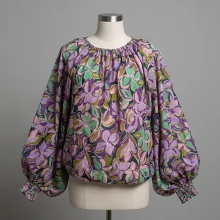 Pamutvászon VISCOSE Flowers cobalt
