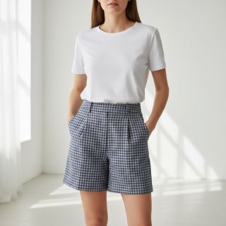 Pamutvászon YARN DYED Check Anabel teal