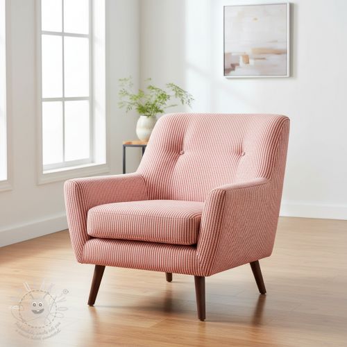 Dekorációs anyag DOBBY Colored stripe poppy red