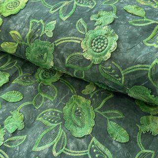 Pamutvászon TIE DYE EMBROIDERY Flora design A