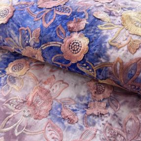 Pamutvászon TIE DYE EMBROIDERY Flora design C