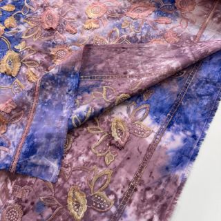 Pamutvászon TIE DYE EMBROIDERY Flora design C