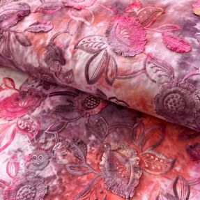 Pamutvászon TIE DYE EMBROIDERY Flora design D