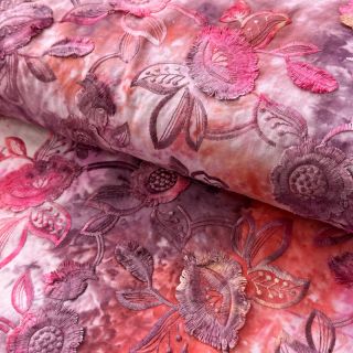 Pamutvászon TIE DYE EMBROIDERY Flora design D