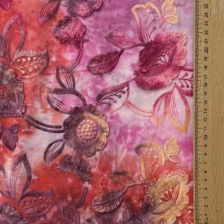 Pamutvászon TIE DYE EMBROIDERY Flora design D