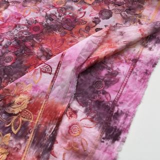 Pamutvászon TIE DYE EMBROIDERY Flora design D