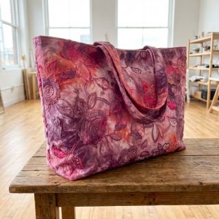 Pamutvászon TIE DYE EMBROIDERY Flora design D