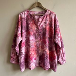 Pamutvászon TIE DYE EMBROIDERY Flora design D