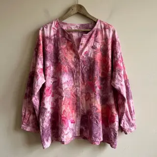 Pamutvászon TIE DYE EMBROIDERY Flora design D