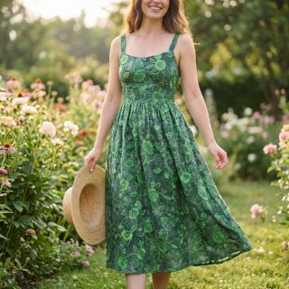 Pamutvászon TIE DYE EMBROIDERY Flora design A