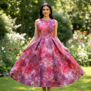 Pamutvászon TIE DYE EMBROIDERY Flora design D