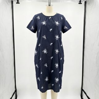 Pamutvászon VOILE EMBROIDERY Flowers navy