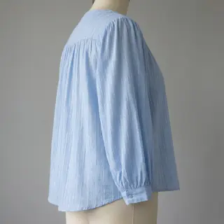 Pamutvászon VOILE LUREX Stripes light blue