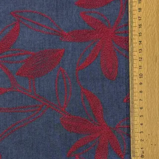 Pamutvászon JEANS Embroidery Flowers burgundy