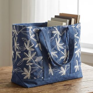 Pamutvászon JEANS Embroidery Flowers white