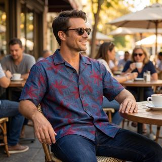 Pamutvászon JEANS Embroidery Flowers burgundy