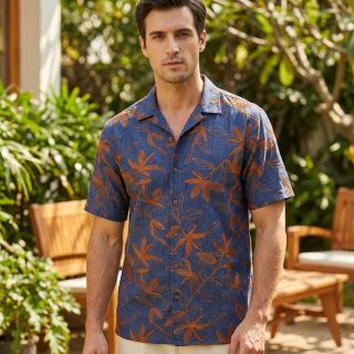 Pamutvászon JEANS Embroidery Flowers camel