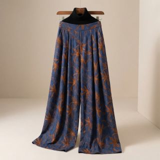 Pamutvászon JEANS Embroidery Flowers camel