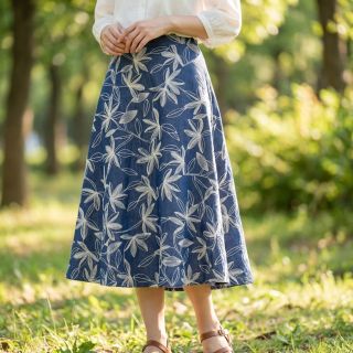 Pamutvászon JEANS Embroidery Flowers white