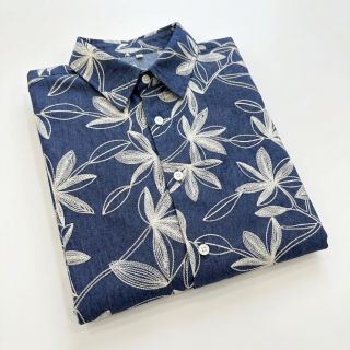 Pamutvászon JEANS Embroidery Flowers white