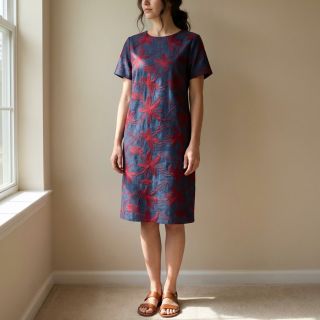 Pamutvászon JEANS Embroidery Flowers burgundy