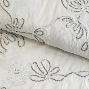 Pamutvászon EMBROIDERY Loom En Light off white