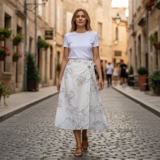 Pamutvászon EMBROIDERY Loom En Light off white