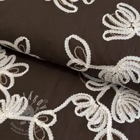Pamutvászon EMBROIDERY Loom En Light brown