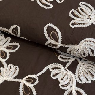 Pamutvászon EMBROIDERY Loom En Light brown