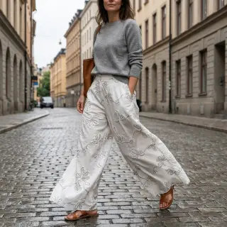 Pamutvászon EMBROIDERY Loom En Light off white