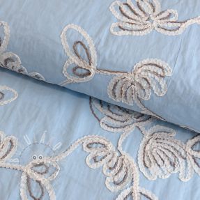 Pamutvászon EMBROIDERY Loom En Light baby blue