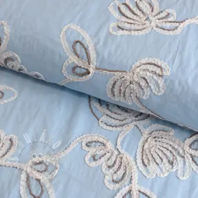 Pamutvászon EMBROIDERY Loom En Light baby blue