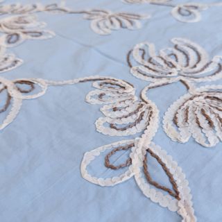 Pamutvászon EMBROIDERY Loom En Light baby blue
