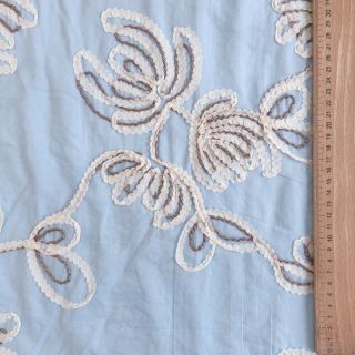 Pamutvászon EMBROIDERY Loom En Light baby blue