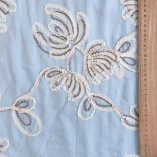 Pamutvászon EMBROIDERY Loom En Light baby blue