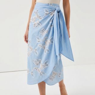 Pamutvászon EMBROIDERY Loom En Light baby blue